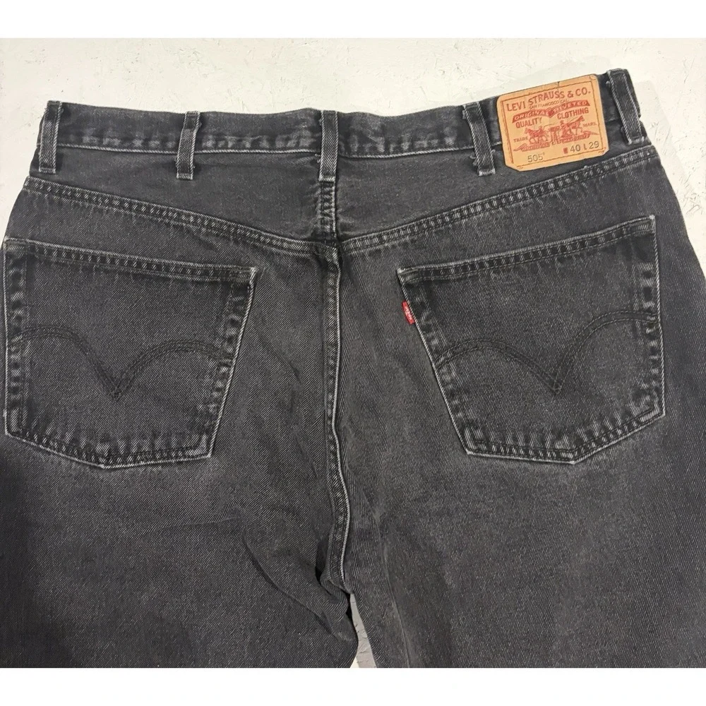 Vintage LEVI'S 505 Regular Straight Leg Classic‎ Fit 40x21 Black Denim Jeans
